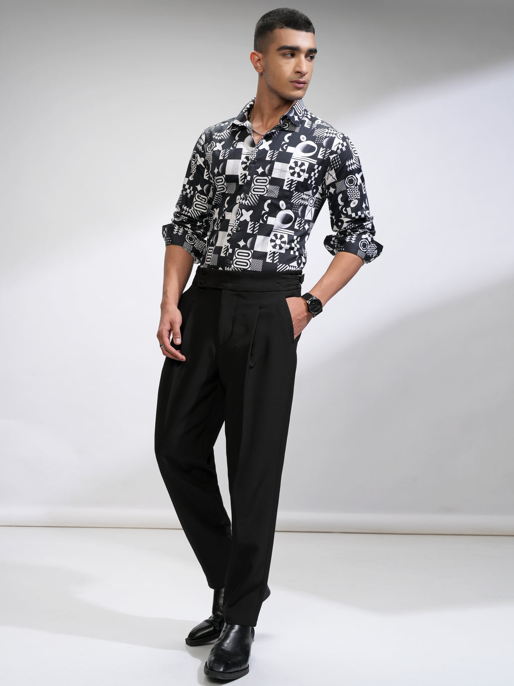 Locomotive Men White Printed Slim Fit Casual Shirt - White - Image 2