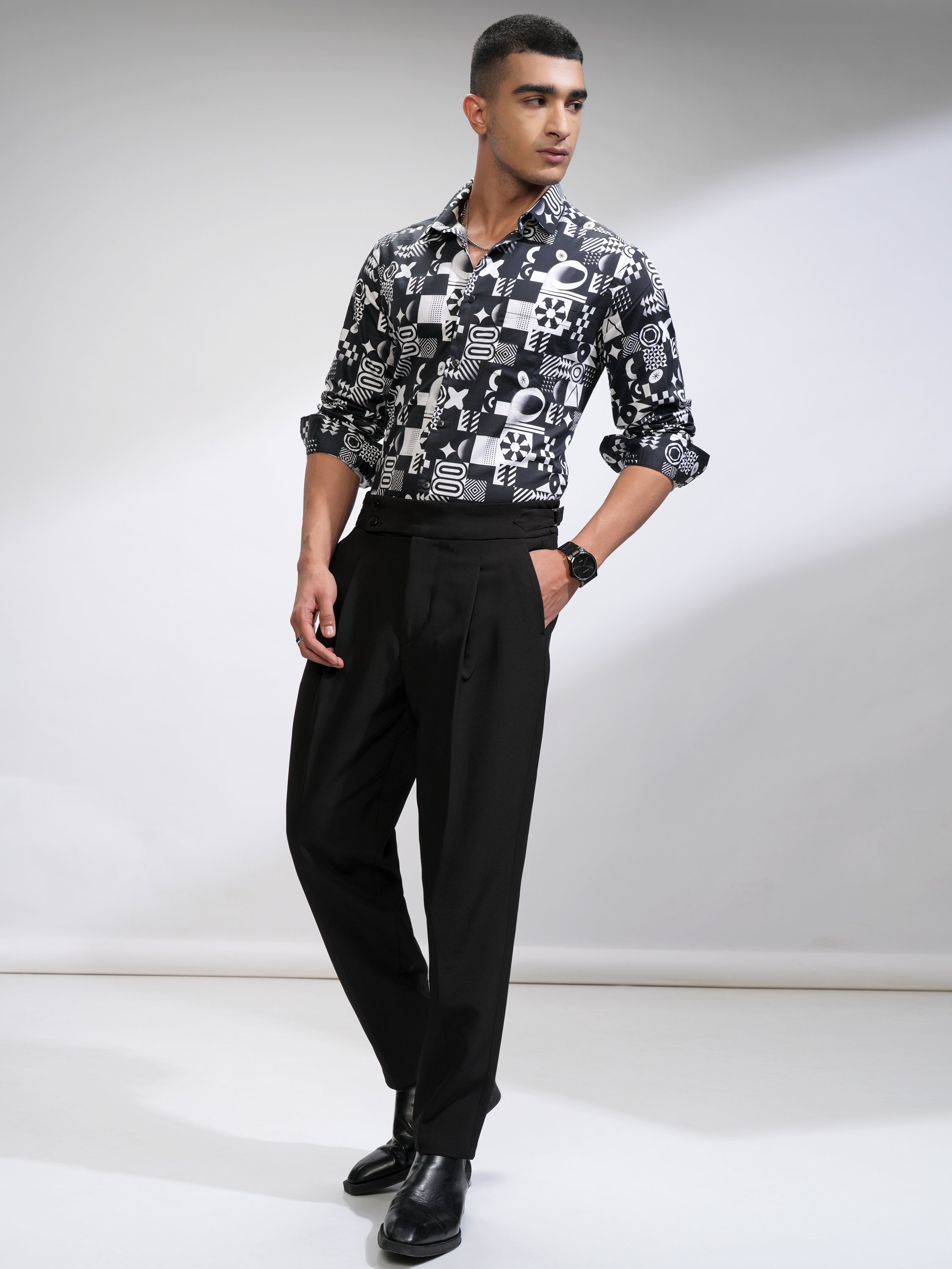 Locomotive Men White Printed Slim Fit Casual Shirt - White - Image 2