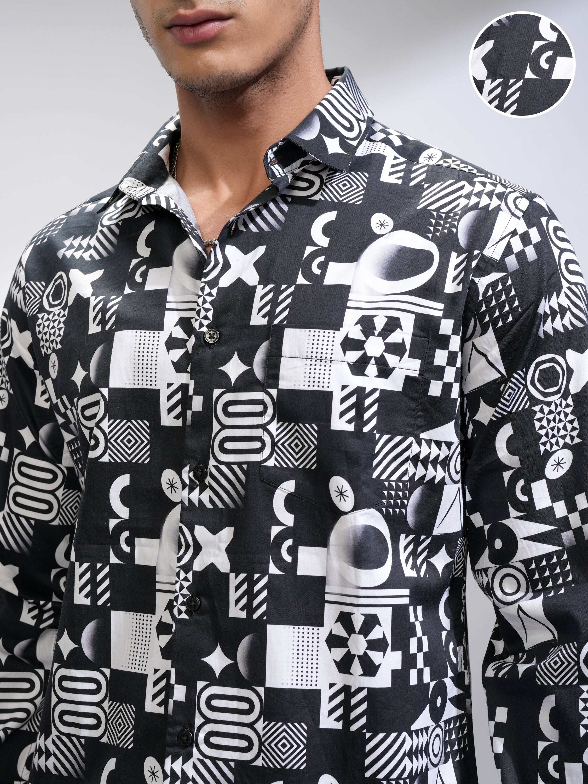 Locomotive Men White Printed Slim Fit Casual Shirt - White - Image 5