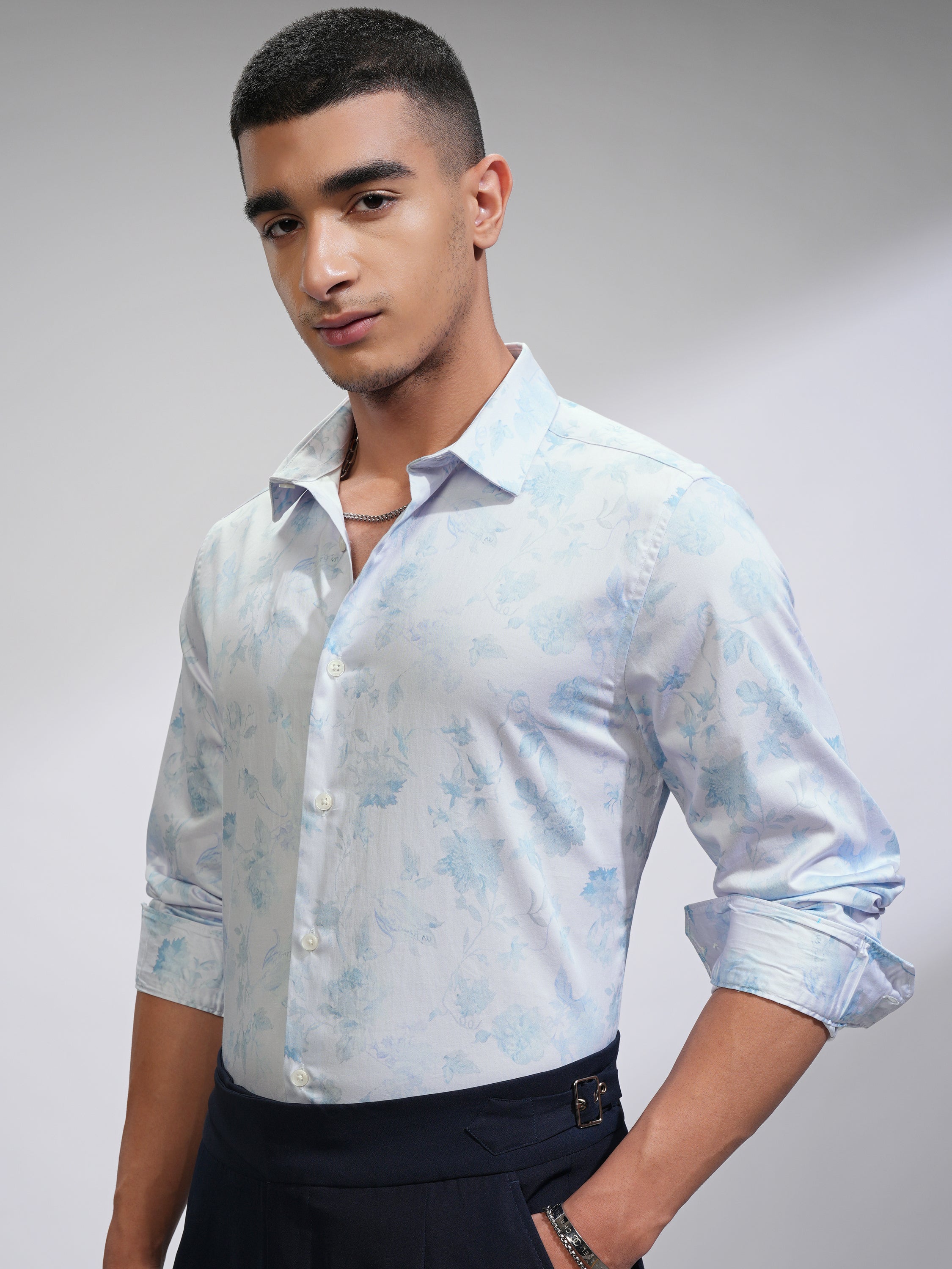Locomotive Men Off White Printed Slim Fit Casual Shirt - Off White - Image 4