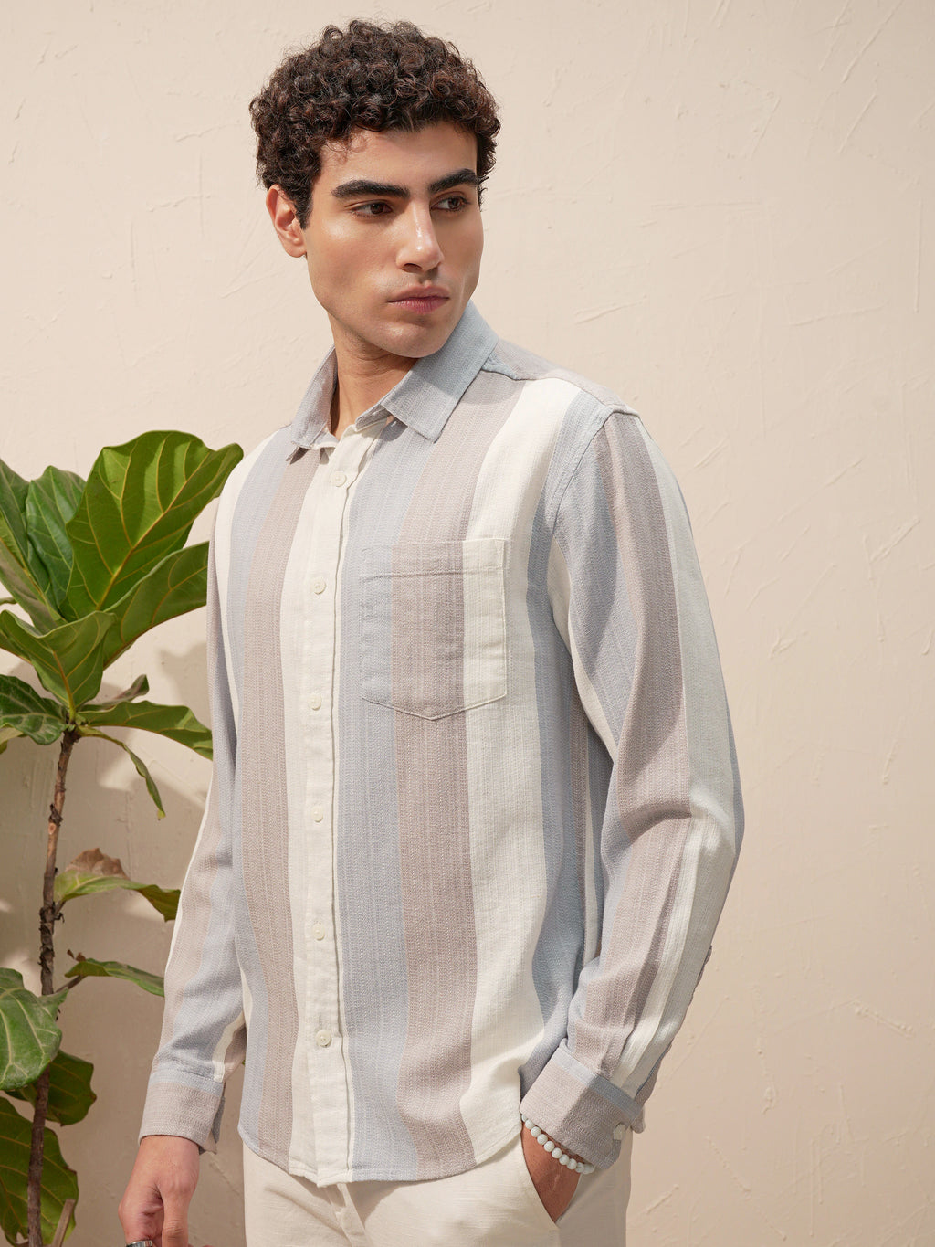 Locomotive Men Blue Striped Oversized Fit Casual Shirt - Blue - Image 4