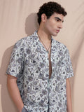 Locomotive Men Navy Blue Printed Relaxed Fit Casual Shirt - Navy Blue - Image 1