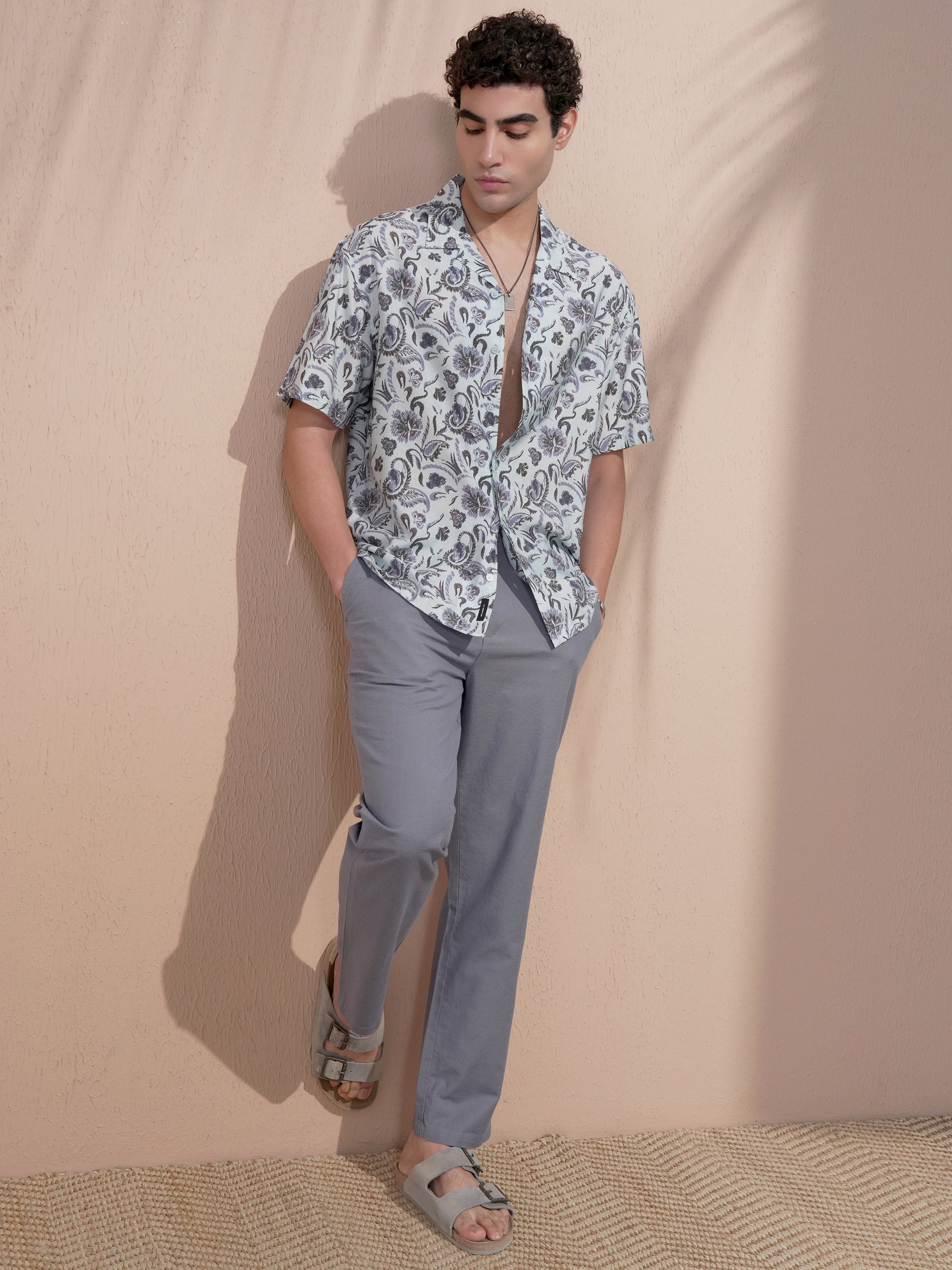Locomotive Men Navy Blue Printed Relaxed Fit Casual Shirt - Navy Blue - Image 2