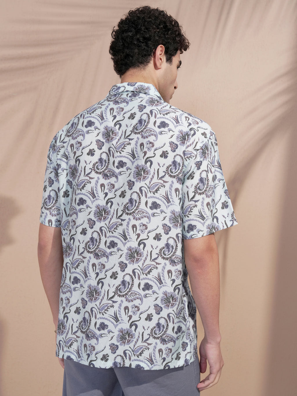 Locomotive Men Navy Blue Printed Relaxed Fit Casual Shirt - Navy Blue - Image 3