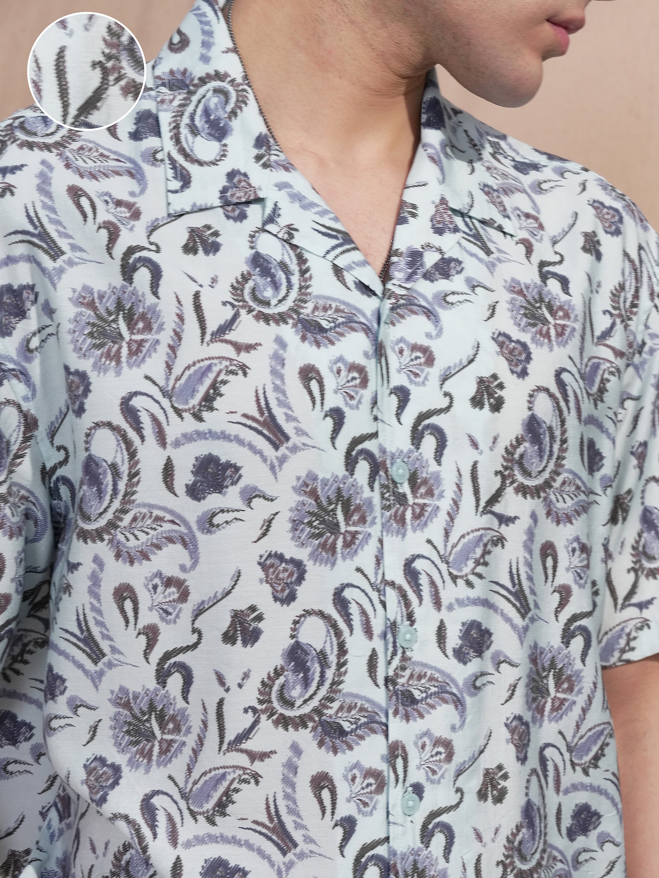 Locomotive Men Navy Blue Printed Relaxed Fit Casual Shirt - Navy Blue - Image 5