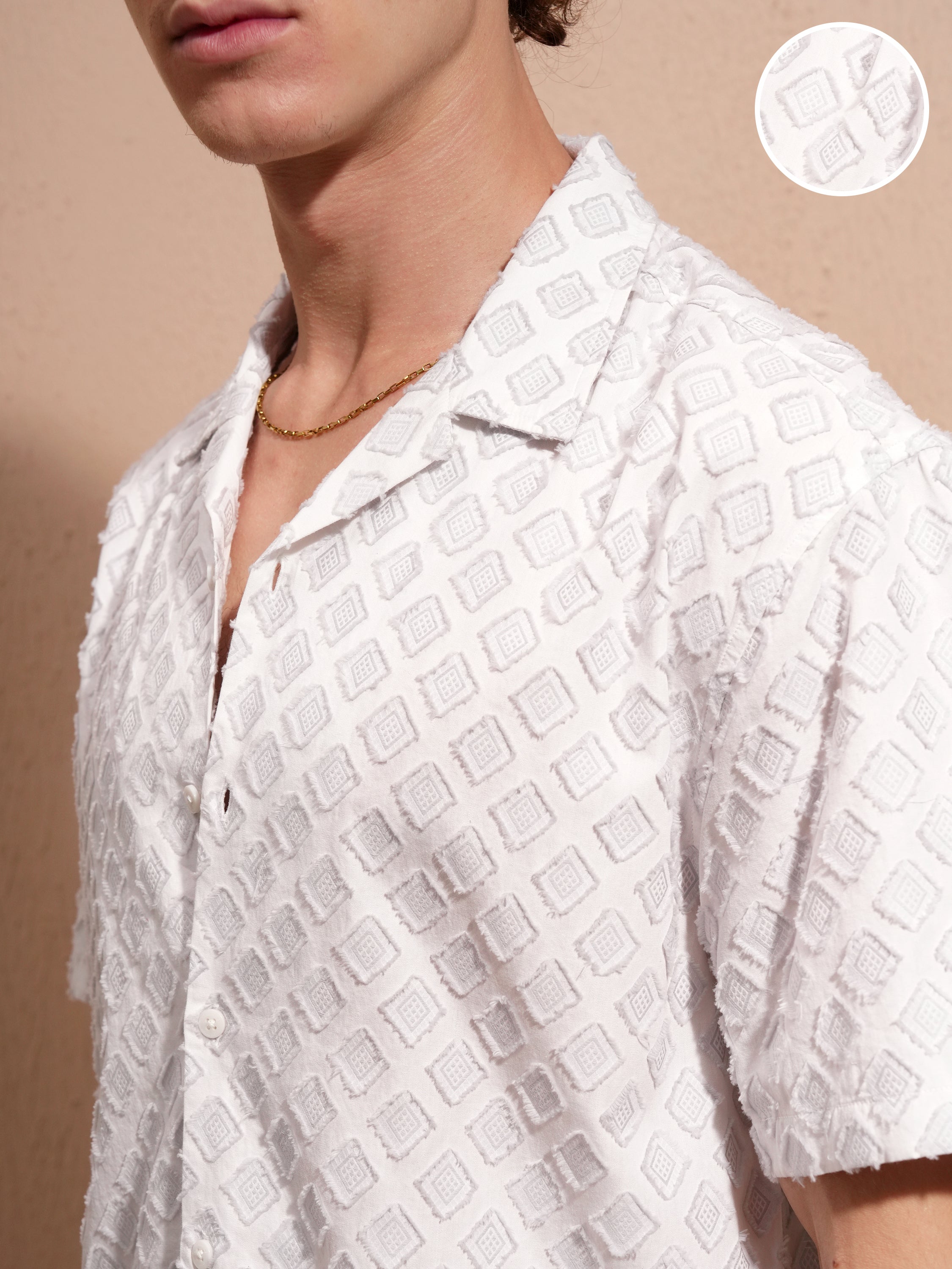 Locomotive Men Grey Self Design Relaxed Fit Casual Shirt - Grey - Image 5
