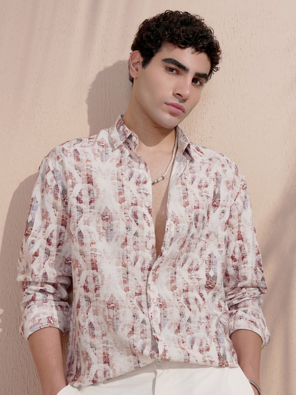 Locomotive Men Pink Printed Relaxed Fit Casual Shirt - Pink - Image 1