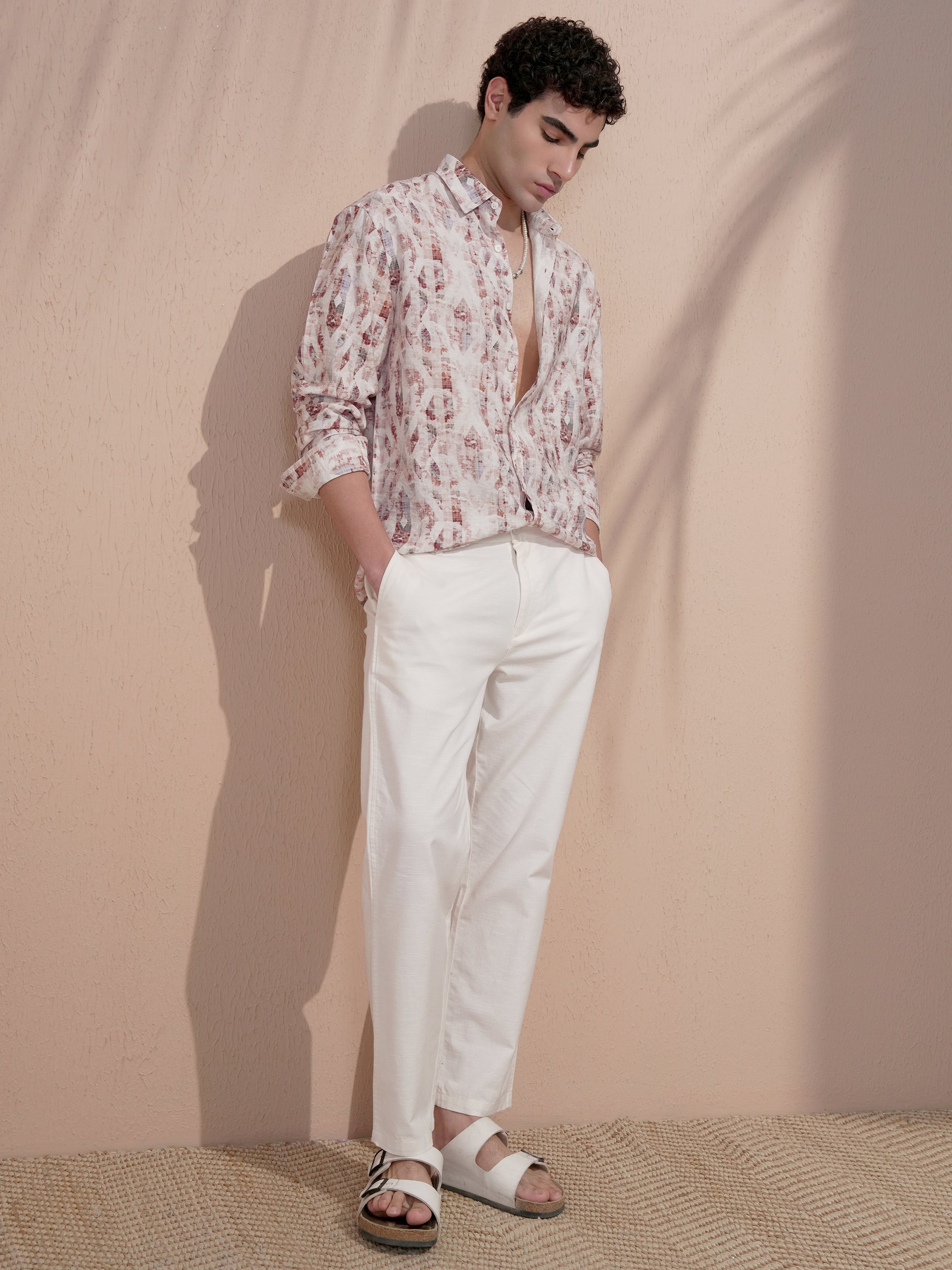 Locomotive Men Pink Printed Relaxed Fit Casual Shirt - Pink - Image 2
