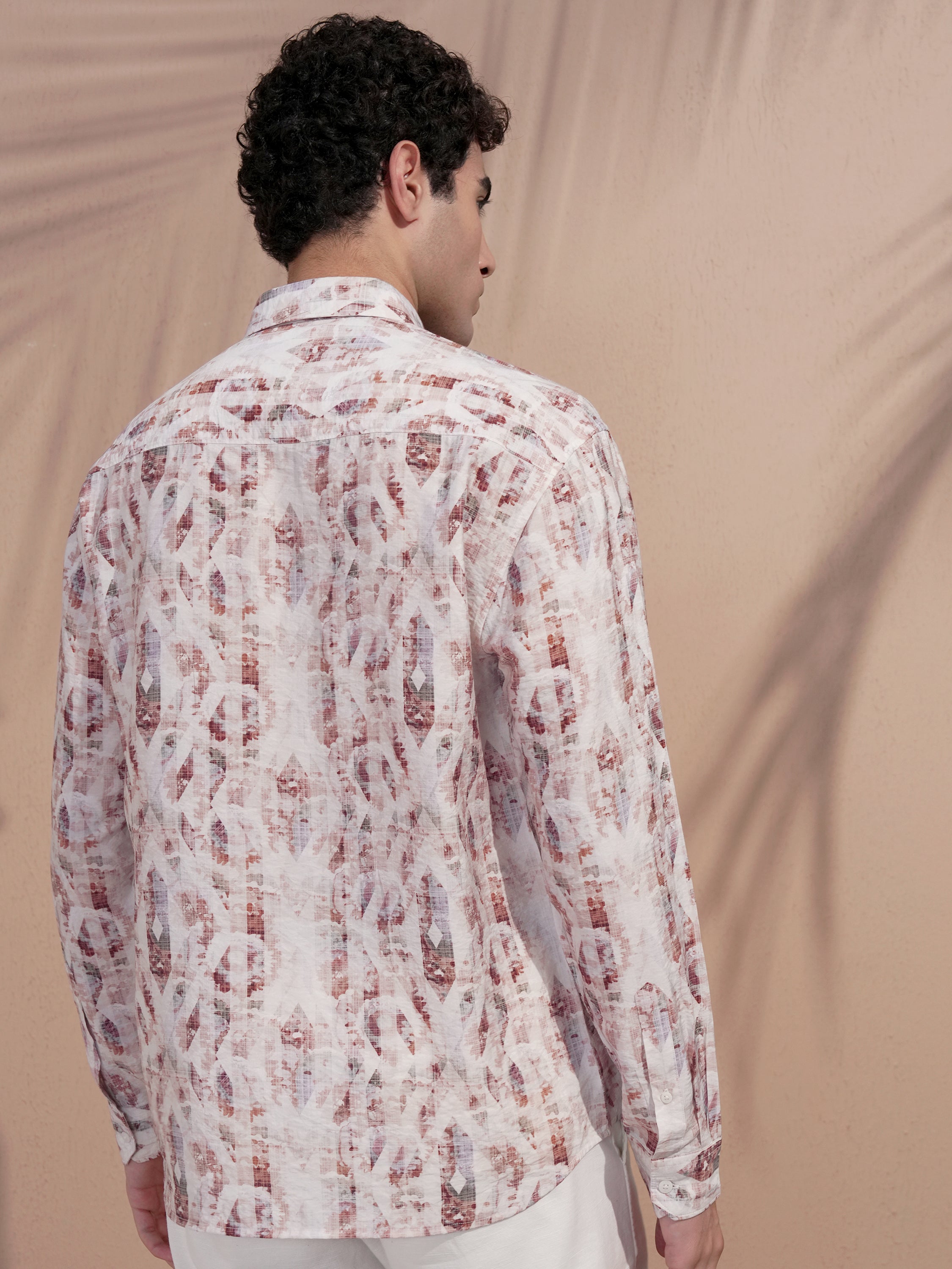 Locomotive Men Pink Printed Relaxed Fit Casual Shirt - Pink - Image 3