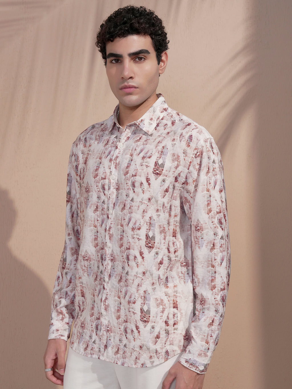 Locomotive Men Pink Printed Relaxed Fit Casual Shirt - Pink - Image 4