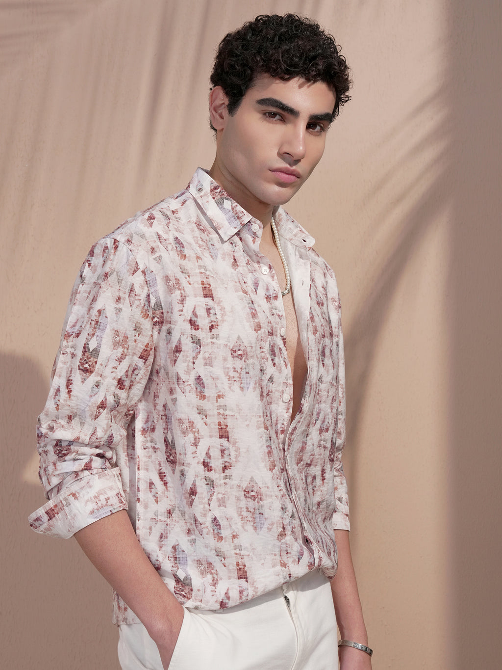 Locomotive Men Pink Printed Relaxed Fit Casual Shirt - Pink - Image 6