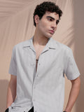Locomotive Men Grey Self Design Relaxed Fit Casual Shirt - Grey - Image 1