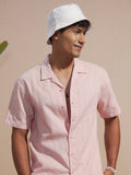 Locomotive Men Rose Self Design Relaxed Fit Casual Shirt - Rose - Image 1