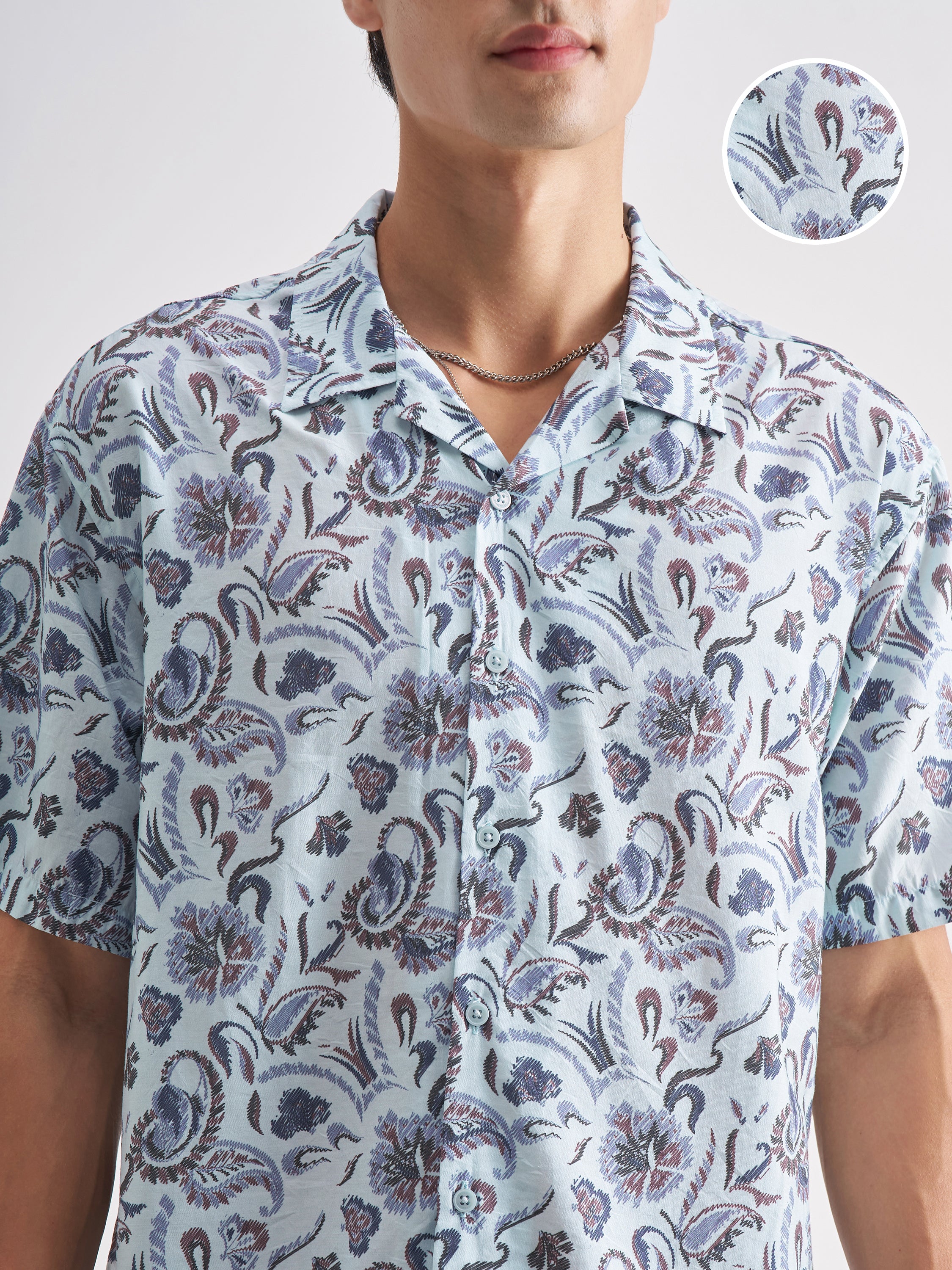 Locomotive Men Blue Printed Relaxed Fit Casual Shirt - Blue - Image 5