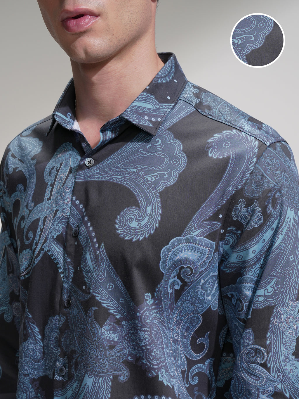 Locomotive Men Navy Blue Printed Relaxed Fit Casual Shirt - Navy Blue - Image 5