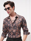Locomotive Men Black Printed Slim Fit Casual Shirt - Black - Image 1