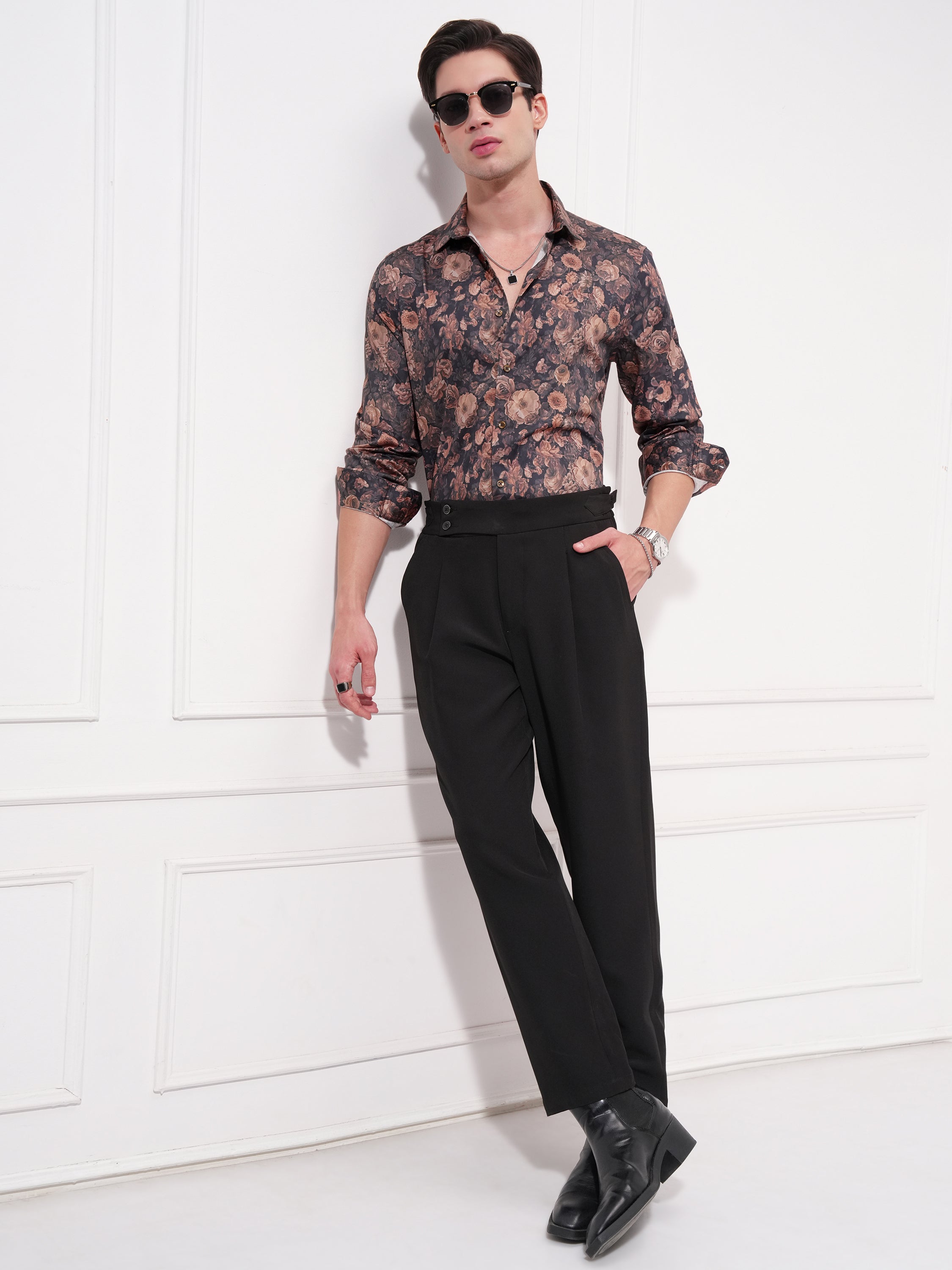 Locomotive Men Black Printed Slim Fit Casual Shirt - Black - Image 2