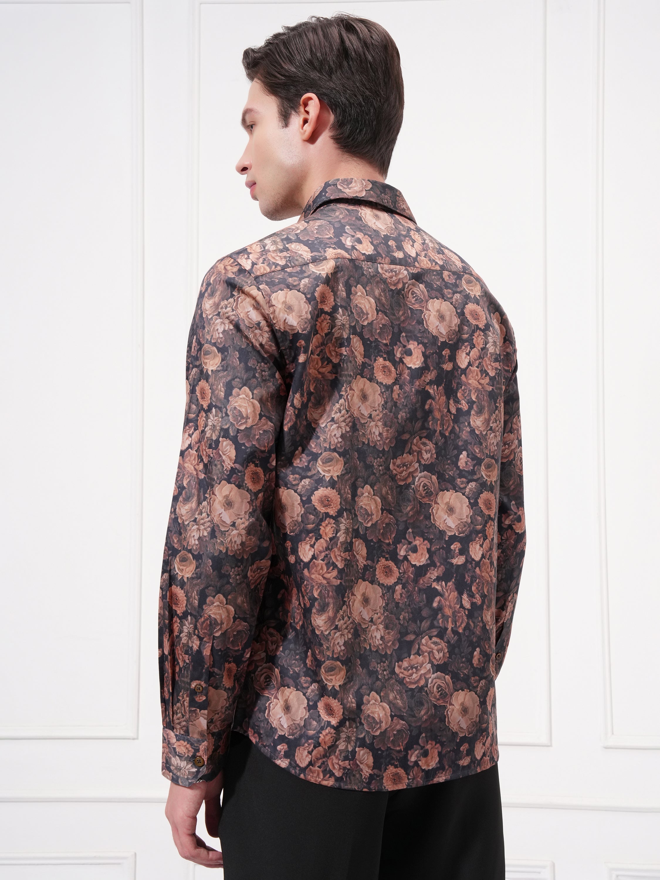 Locomotive Men Black Printed Slim Fit Casual Shirt - Black - Image 3