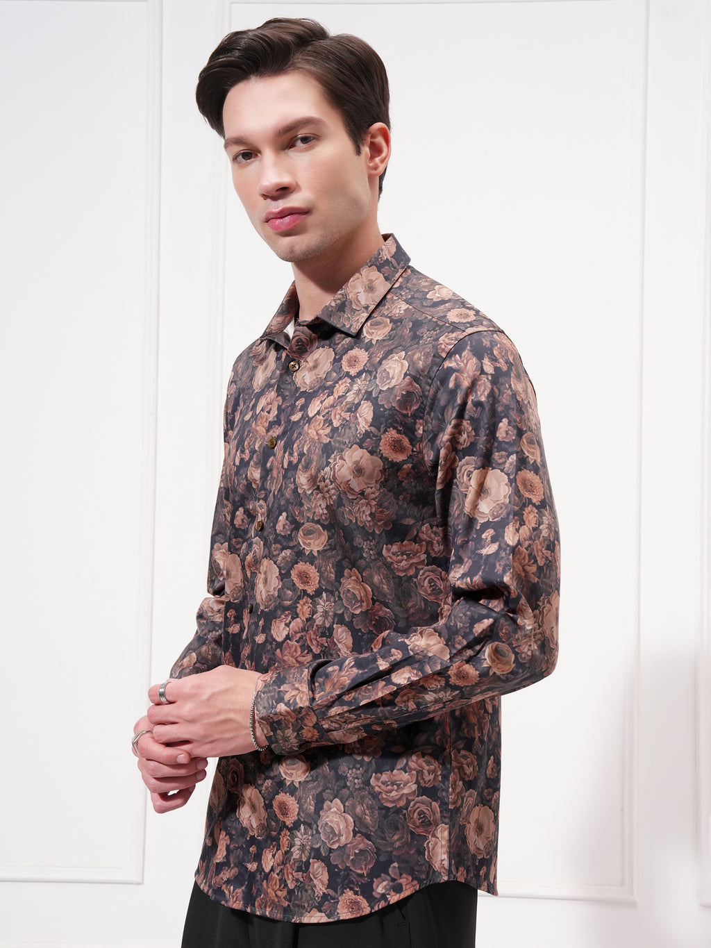 Locomotive Men Black Printed Slim Fit Casual Shirt - Black - Image 4