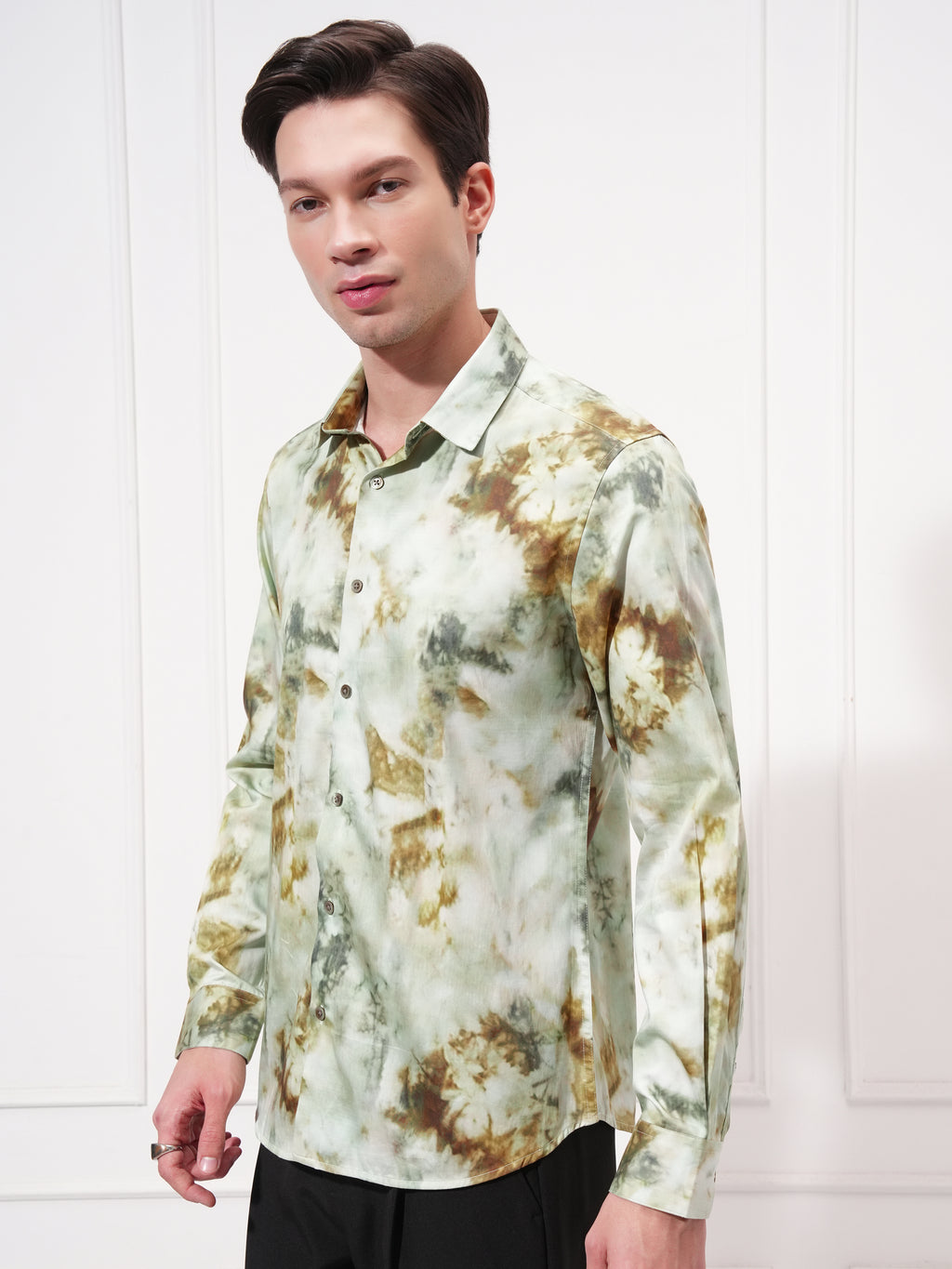 Locomotive Men Olive Printed Slim Fit Casual Shirt - Olive - Image 4