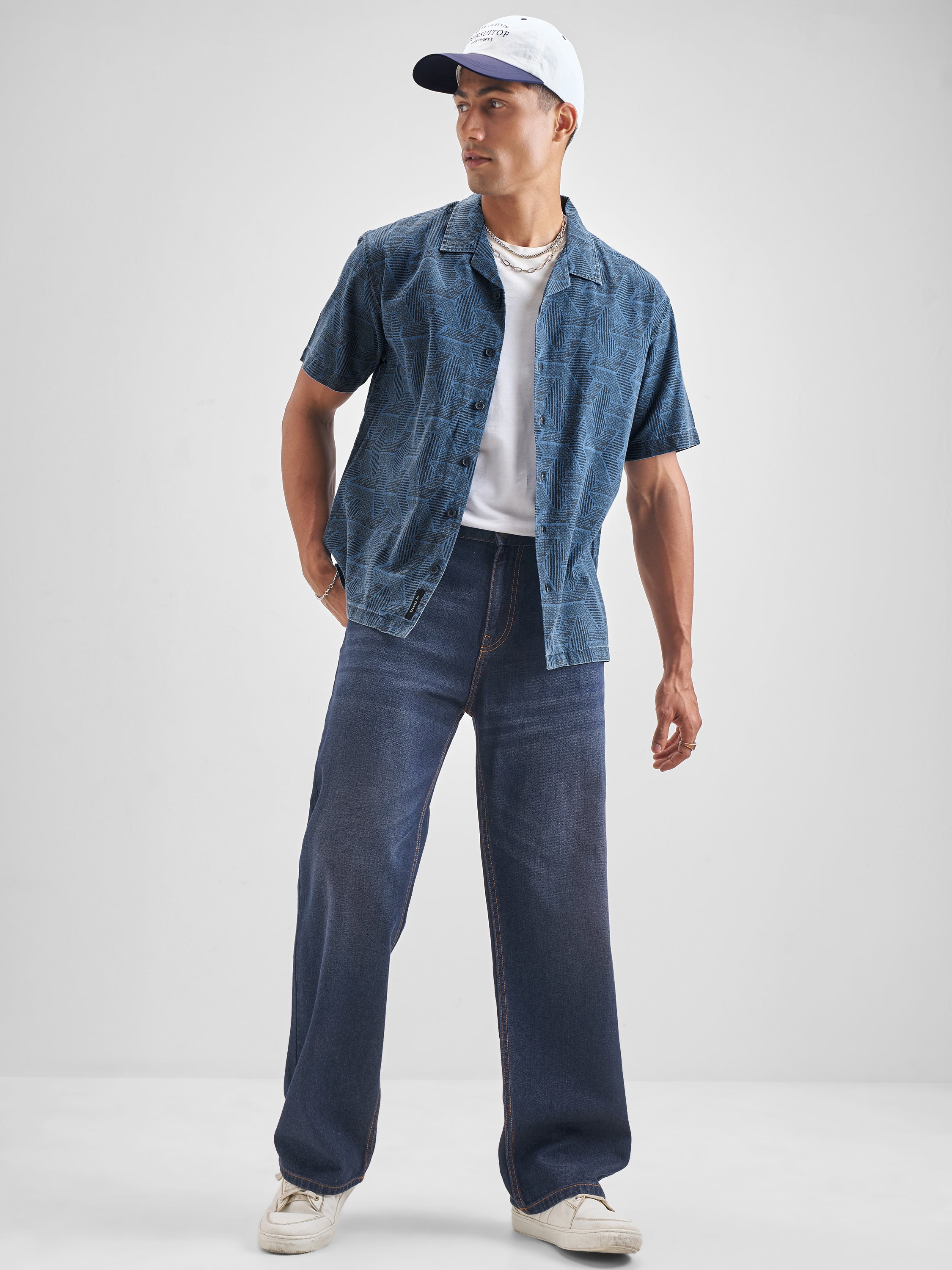 Locomotive Men Blue Printed Relaxed Fit Casual Shirt - Blue - Image 2