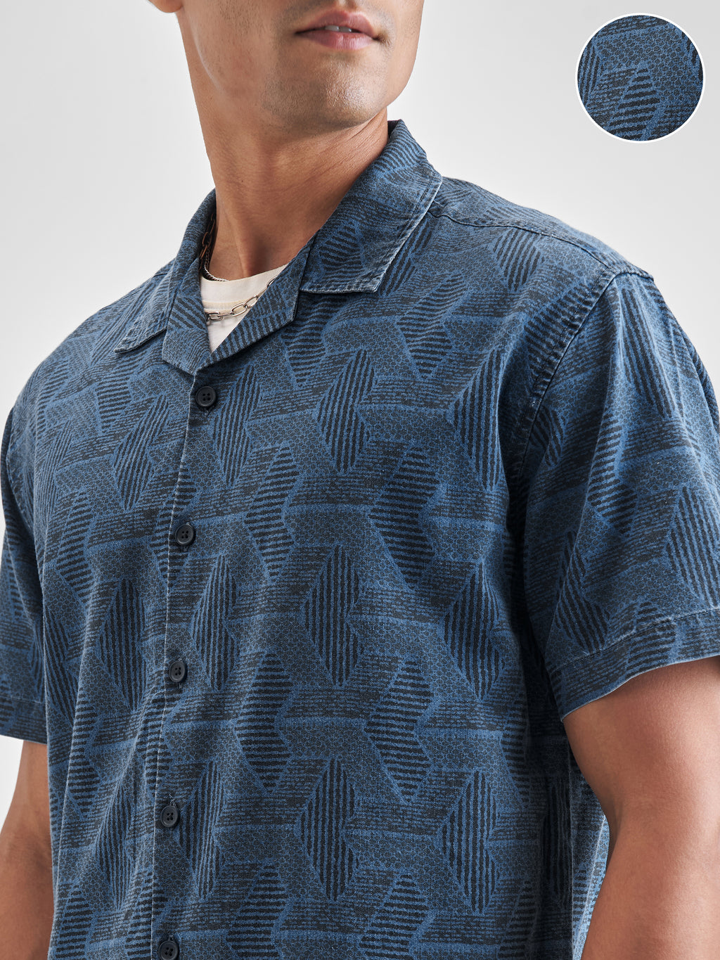 Locomotive Men Blue Printed Relaxed Fit Casual Shirt - Blue - Image 5