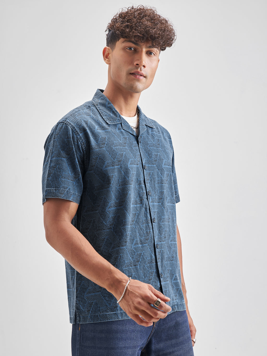 Locomotive Men Blue Printed Relaxed Fit Casual Shirt - Blue - Image 6