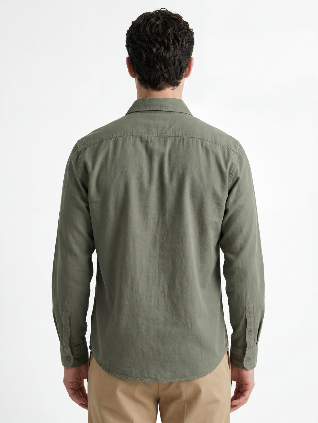 Locomotive Men Olive Solid Slim Fit Casual Shirt - Olive - Image 3
