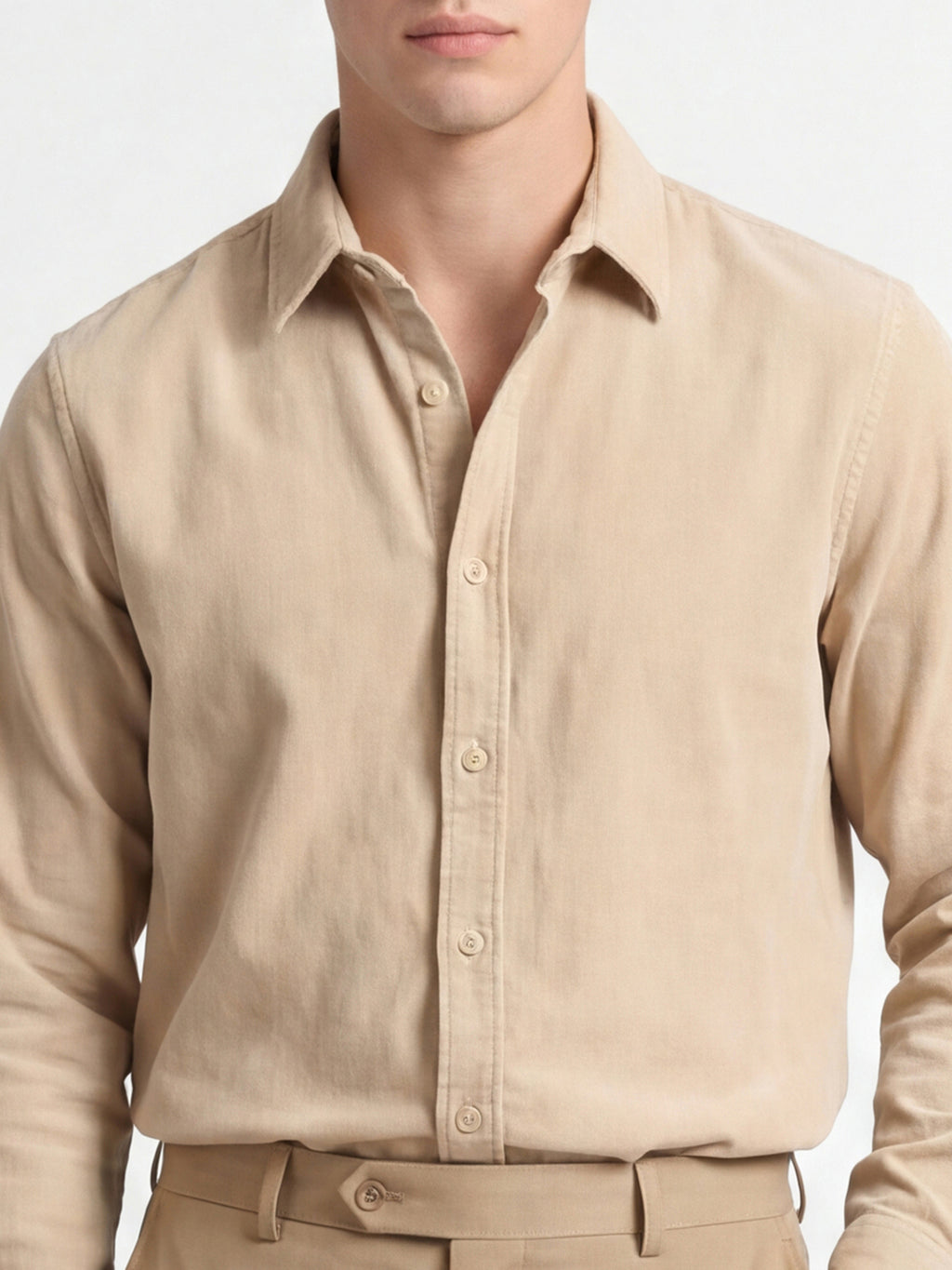 Locomotive Men Beige Solid Slim Fit Casual Shirt - Beige - Image 5