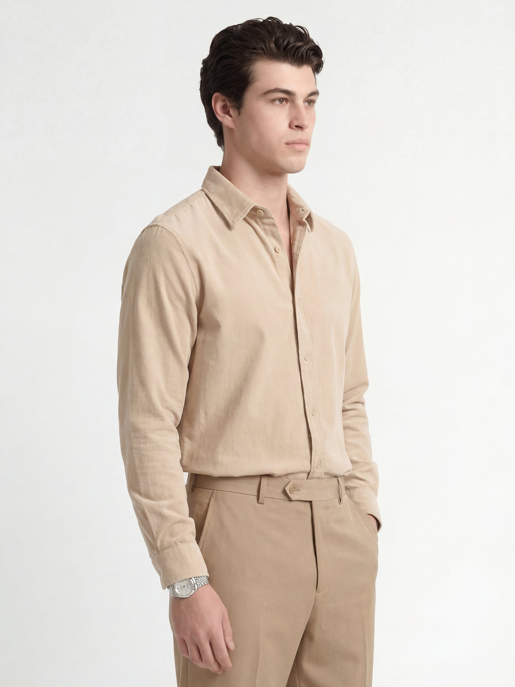 Locomotive Men Beige Solid Slim Fit Casual Shirt - Beige - Image 6