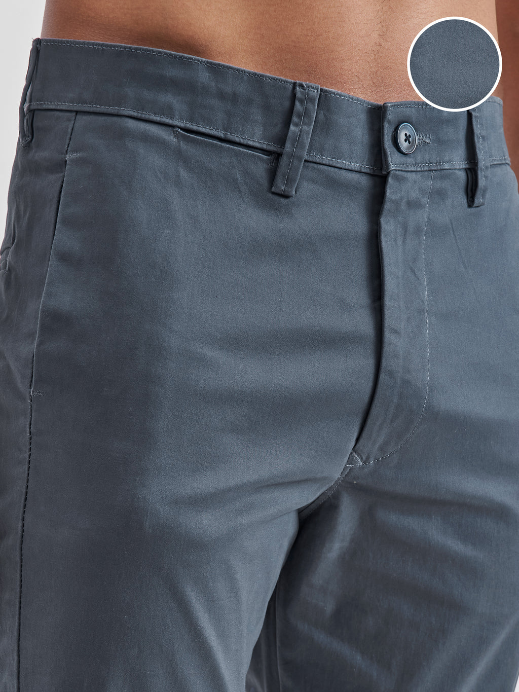 Locomotive Men Navy Blue Regular Fit Solid Chinos - Navy Blue - Image 5