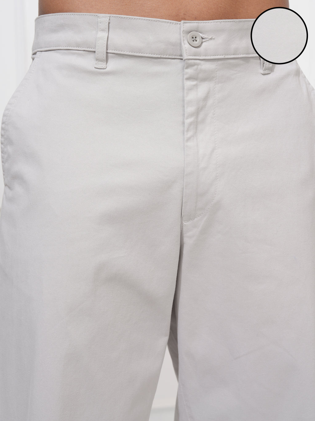 Locomotive Men Grey Regular Fit Solid Chinos - Grey - Image 5