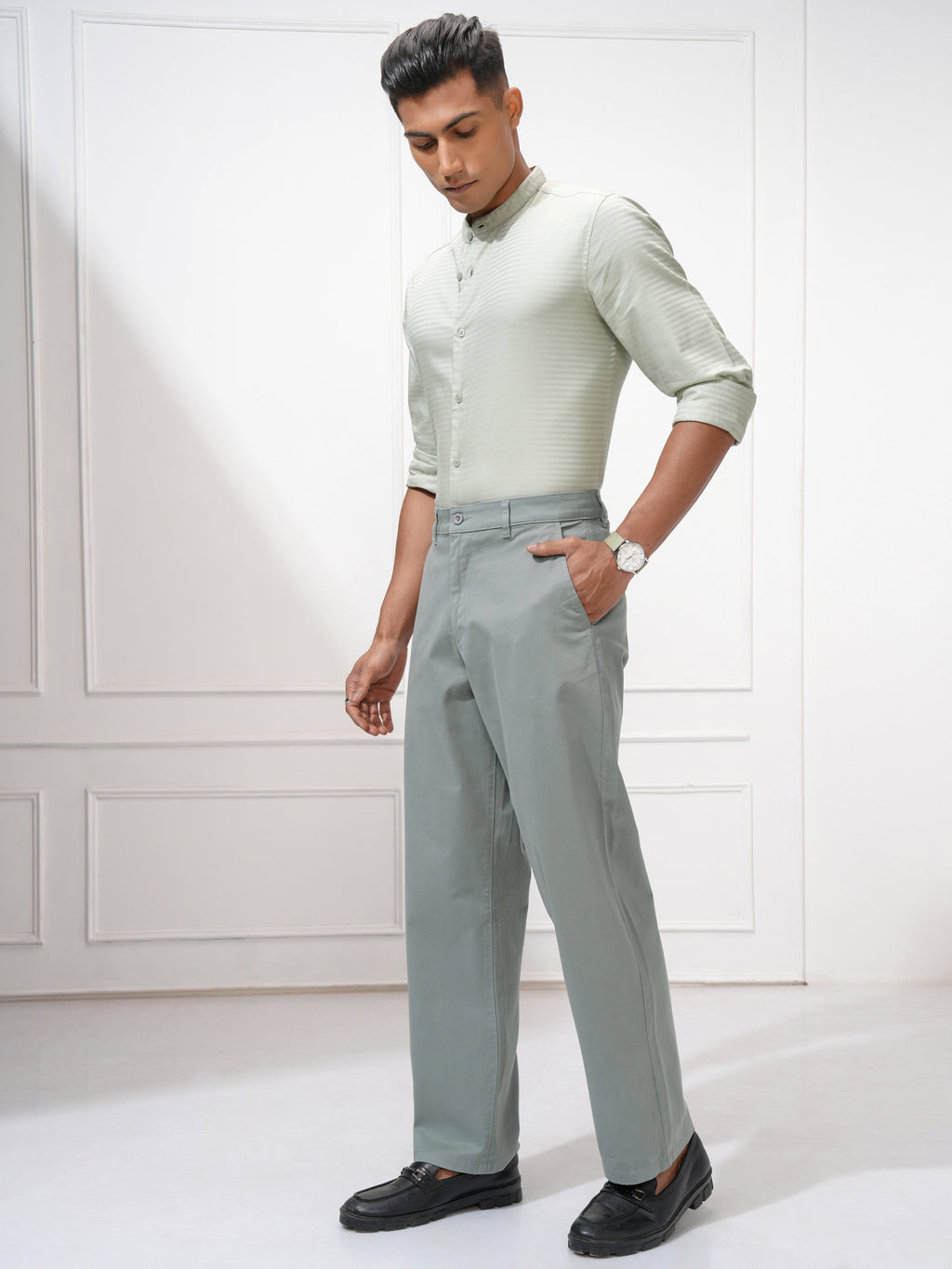 Locomotive Men Teal Regular Fit Solid Chinos - Teal - Image 2