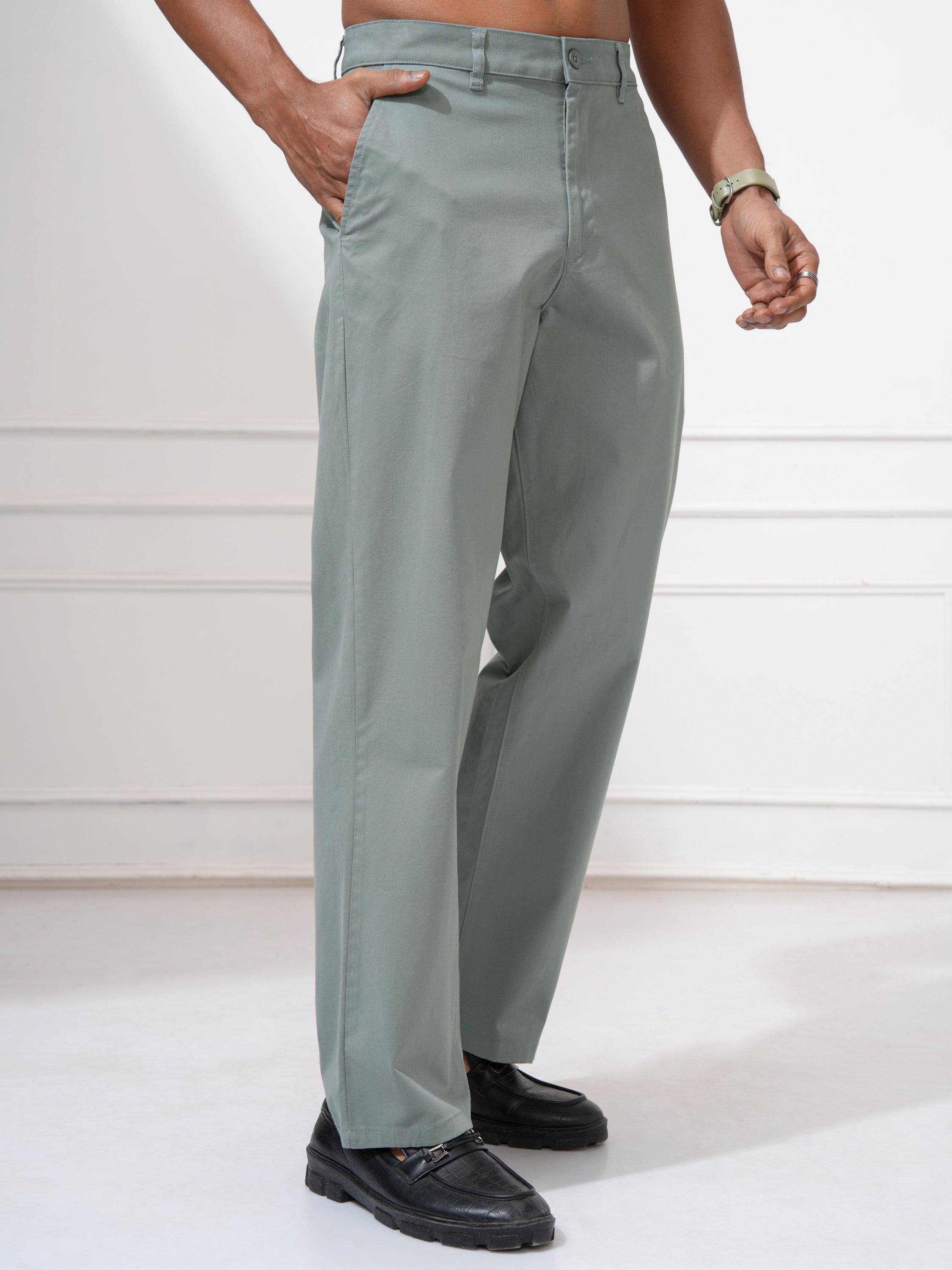 Locomotive Men Teal Regular Fit Solid Chinos - Teal - Image 6