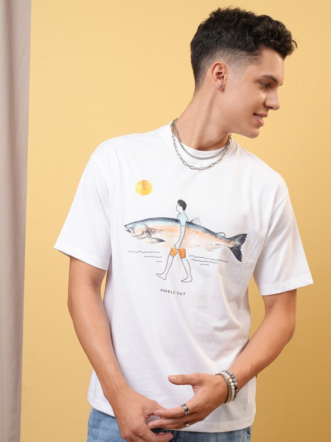 Locomotive Men White Printed Round Neck T-Shirt - White - Image 1