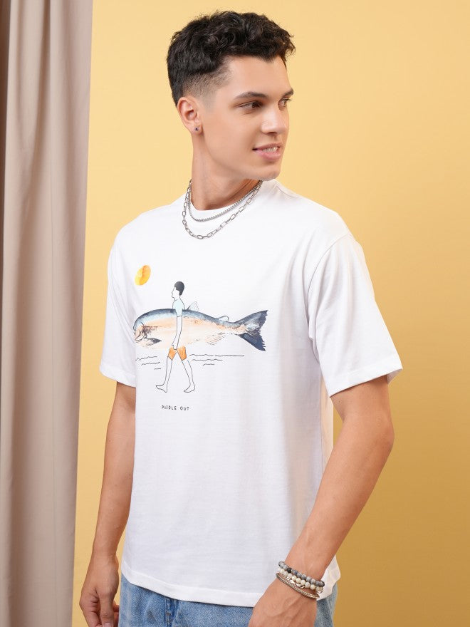 Locomotive Men White Printed Round Neck T-Shirt - White - Image 4