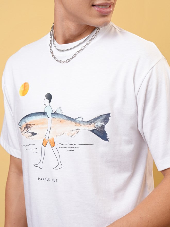 Locomotive Men White Printed Round Neck T-Shirt - White - Image 5