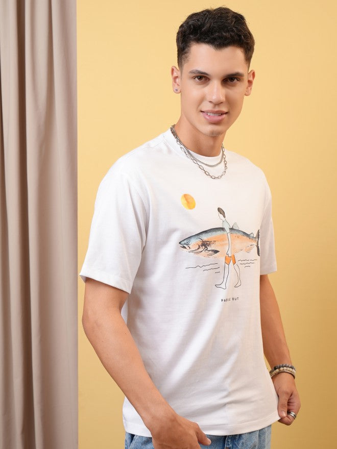 Locomotive Men White Printed Round Neck T-Shirt - White - Image 6