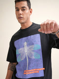 Locomotive Men Black Printed Round Neck Oversized Fit T-Shirt - Black - Image 1