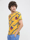 Locomotive Men Mustard Printed Slim Fit T-Shirt - Mustard - Image 1