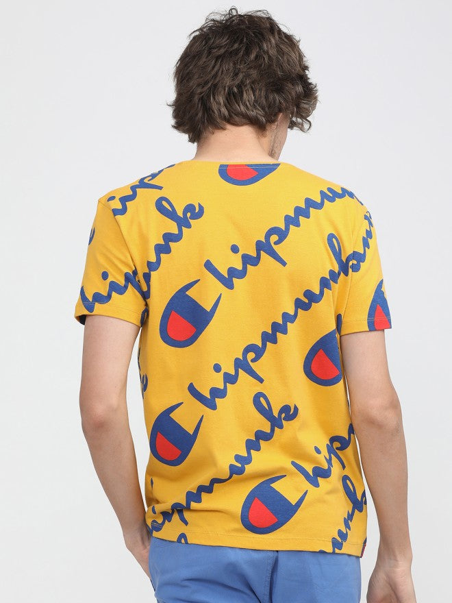 Locomotive Men Mustard Printed Slim Fit T-Shirt - Mustard - Image 2