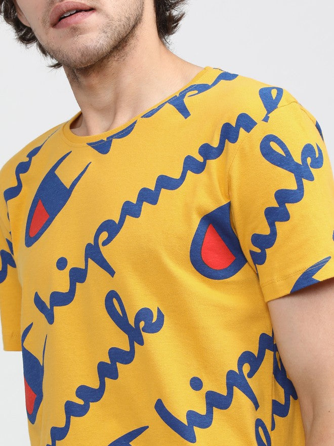 Locomotive Men Mustard Printed Slim Fit T-Shirt - Mustard - Image 3