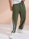 Highlander Men Olive Straight Fit Colourblocked Joggers - Olive - Image 1