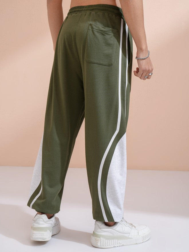 Highlander Men Olive Straight Fit Colourblocked Joggers - Olive - Image 3
