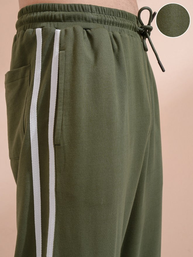 Highlander Men Olive Straight Fit Colourblocked Joggers - Olive - Image 5