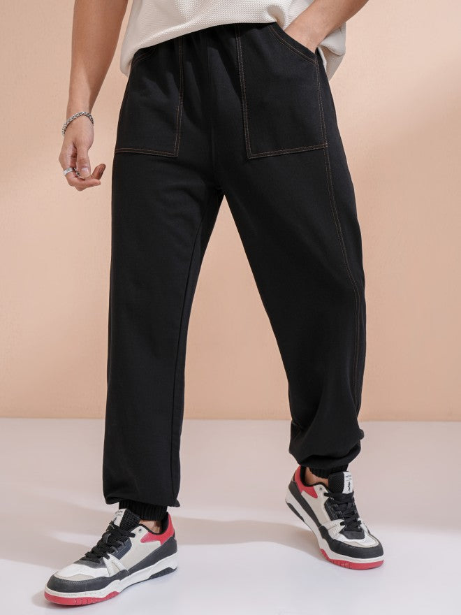 Highlander Men Black Straight Fit Solid Joggers - Black - Image 1