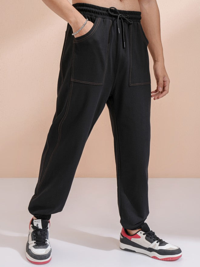 Highlander Men Black Straight Fit Solid Joggers - Black - Image 6