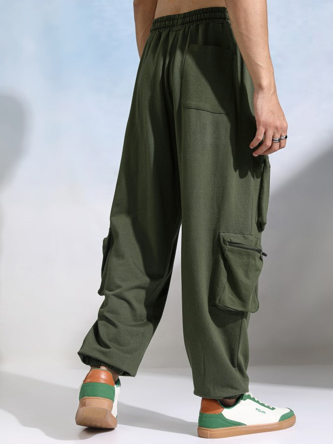Highlander Men Olive Straight Fit Solid Cargos - Olive - Image 3