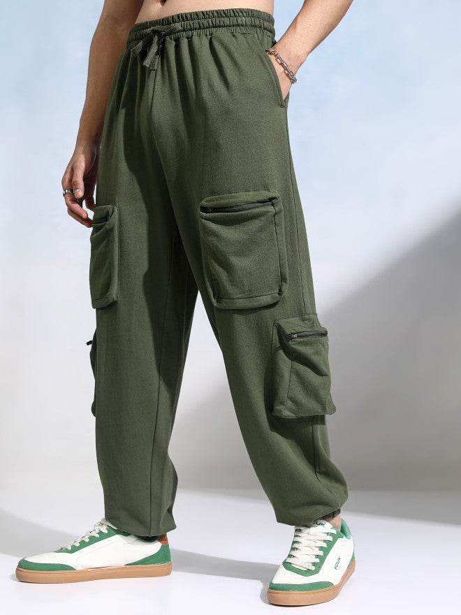 Highlander Men Olive Straight Fit Solid Cargos - Olive - Image 4