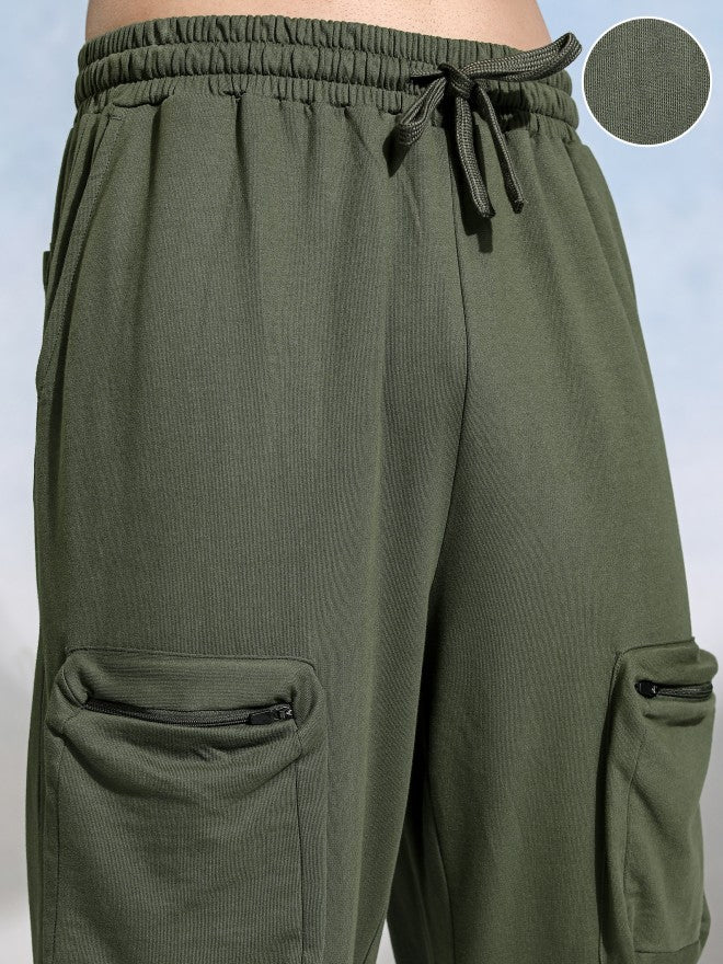 Highlander Men Olive Straight Fit Solid Cargos - Olive - Image 5
